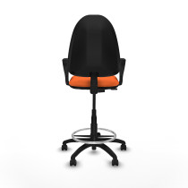 Taburete Aýna CP bali naranja brazos fijos base poliamida ruedas engomadas 50mm