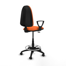 Taburete Aýna CP bali naranja brazos fijos base poliamida ruedas engomadas 50mm