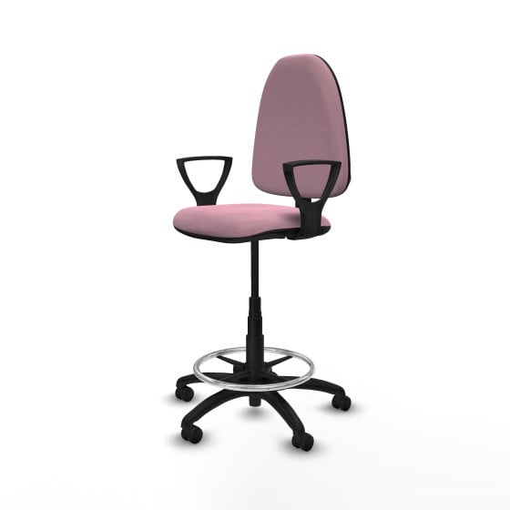 Taburete Aýna CP bali rosa brazos fijos base poliamida ruedas engomadas 50mm