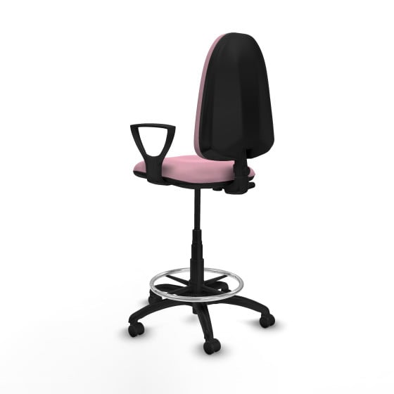 Taburete Aýna CP bali rosa brazos fijos base poliamida ruedas engomadas 50mm