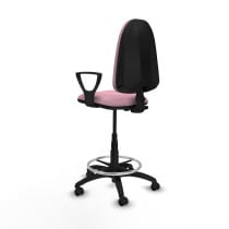 Taburete Aýna CP bali rosa brazos fijos base poliamida ruedas engomadas 50mm