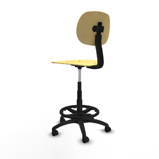 Taburete Tus contacto lama madera  base poliamida ruedas nailon 50mm aro nailon