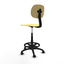 Taburete Tus contacto lama madera  base poliamida ruedas nailon 50mm aro nailon
