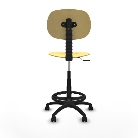 Taburete Tus contacto lama madera  base poliamida ruedas nailon 50mm aro nailon