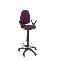 Taburete Aýna bali morado brazos fijos ruedas de parqué
