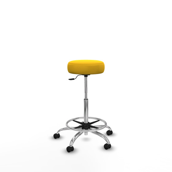 Tolosa giratorio similpiel amarillo base cromada ruedas engomadas 50mm aro cromado