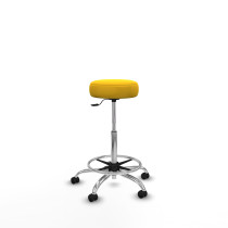 Tolosa giratorio similpiel amarillo base cromada ruedas engomadas 50mm aro cromado