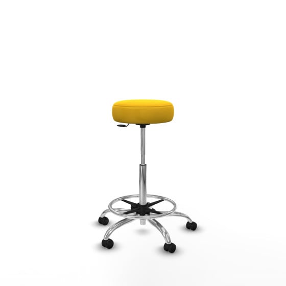 Tolosa giratorio similpiel amarillo base cromada ruedas engomadas 50mm aro cromado