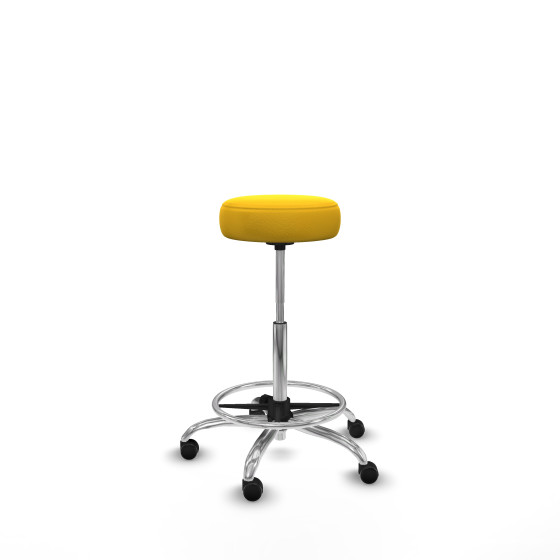 Tolosa giratorio similpiel amarillo base cromada ruedas engomadas 50mm aro cromado
