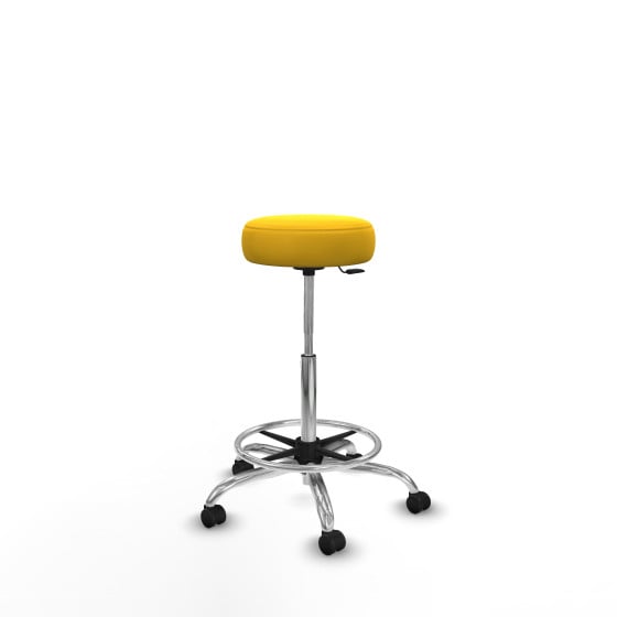 Tolosa giratorio similpiel amarillo base cromada ruedas engomadas 50mm aro cromado