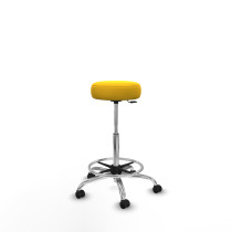 Tolosa giratorio similpiel amarillo base cromada ruedas engomadas 50mm aro cromado