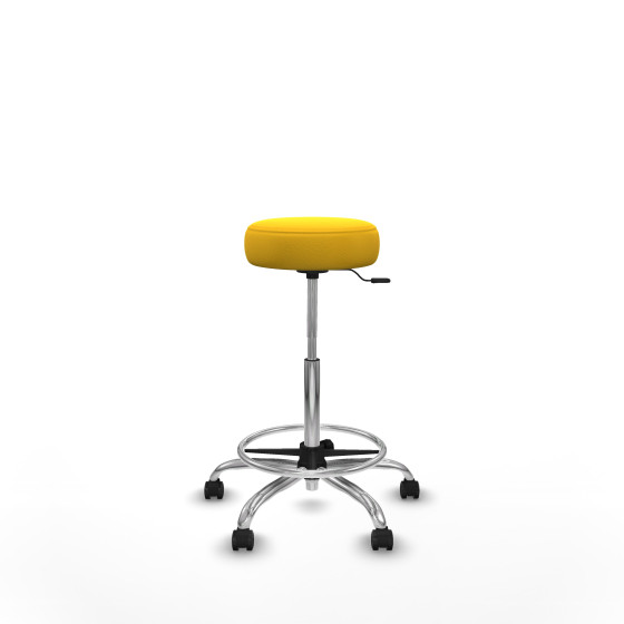 Tolosa giratorio similpiel amarillo base cromada ruedas engomadas 50mm aro cromado