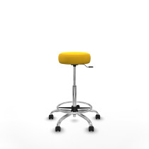 Tolosa giratorio similpiel amarillo base cromada ruedas engomadas 50mm aro cromado