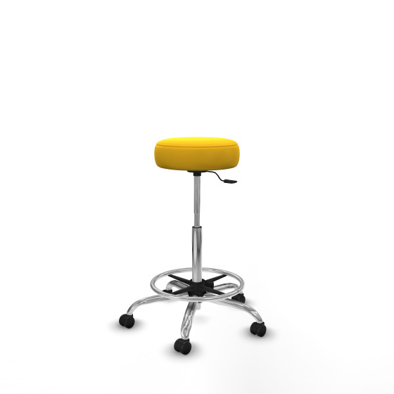 Tolosa giratorio similpiel amarillo base cromada ruedas engomadas 50mm aro cromado