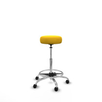 Tolosa giratorio similpiel amarillo base cromada ruedas engomadas 50mm aro cromado