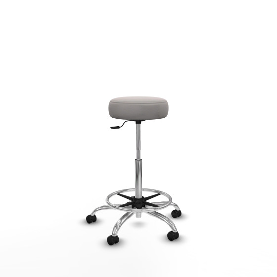 Tolosa giratorio similpiel blanco base cromada ruedas engomadas 50mm aro cromado