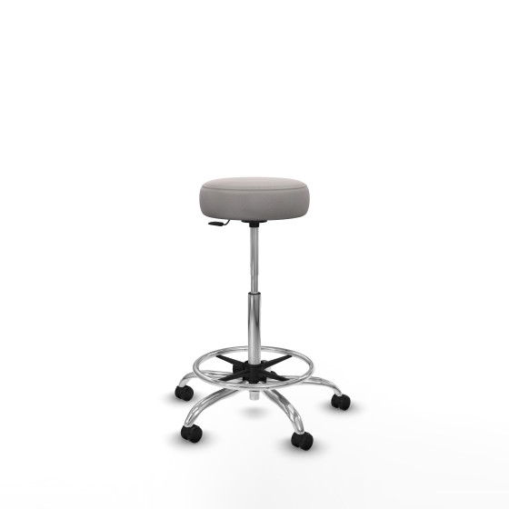 Tolosa giratorio similpiel blanco base cromada ruedas engomadas 50mm aro cromado