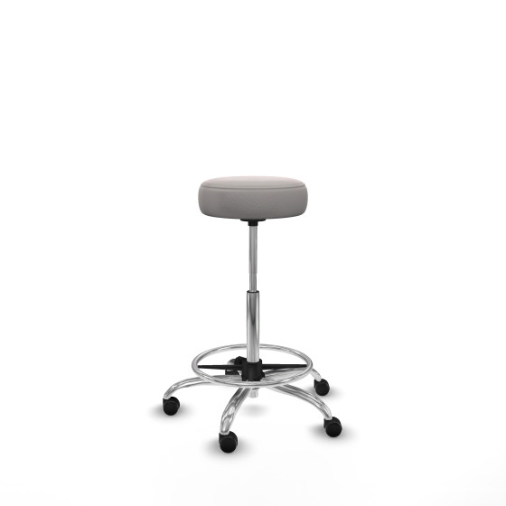 Tolosa giratorio similpiel blanco base cromada ruedas engomadas 50mm aro cromado