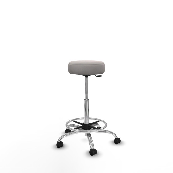 Tolosa giratorio similpiel blanco base cromada ruedas engomadas 50mm aro cromado
