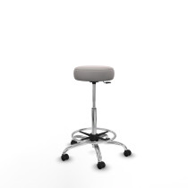 Tolosa giratorio similpiel blanco base cromada ruedas engomadas 50mm aro cromado