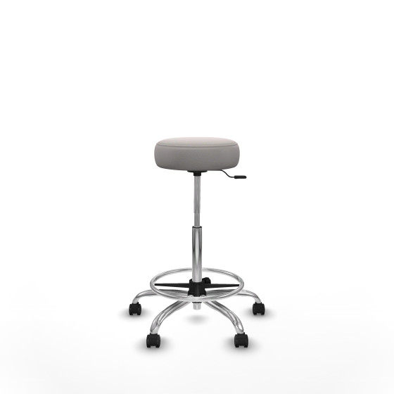 Tolosa giratorio similpiel blanco base cromada ruedas engomadas 50mm aro cromado