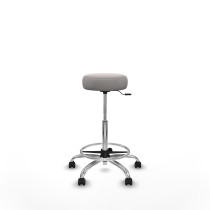 Tolosa giratorio similpiel blanco base cromada ruedas engomadas 50mm aro cromado