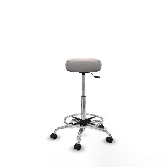 Tolosa giratorio similpiel blanco base cromada ruedas engomadas 50mm aro cromado