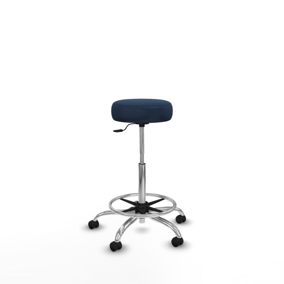 Tolosa giratorio similpiel azul marino base cromada ruedas engomadas 50mm aro cromado