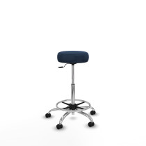 Tolosa giratorio similpiel azul marino base cromada ruedas engomadas 50mm aro cromado