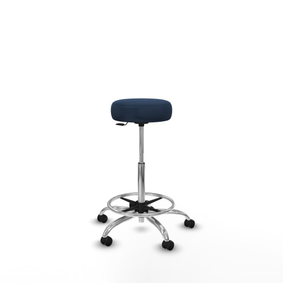 Tolosa giratorio similpiel azul marino base cromada ruedas engomadas 50mm aro cromado