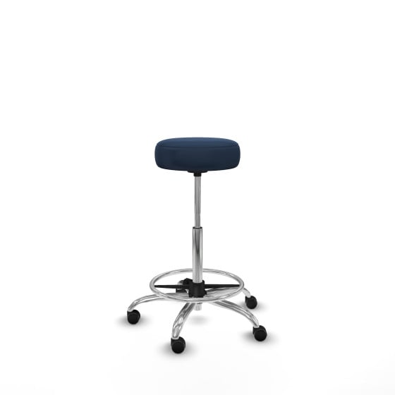 Tolosa giratorio similpiel azul marino base cromada ruedas engomadas 50mm aro cromado
