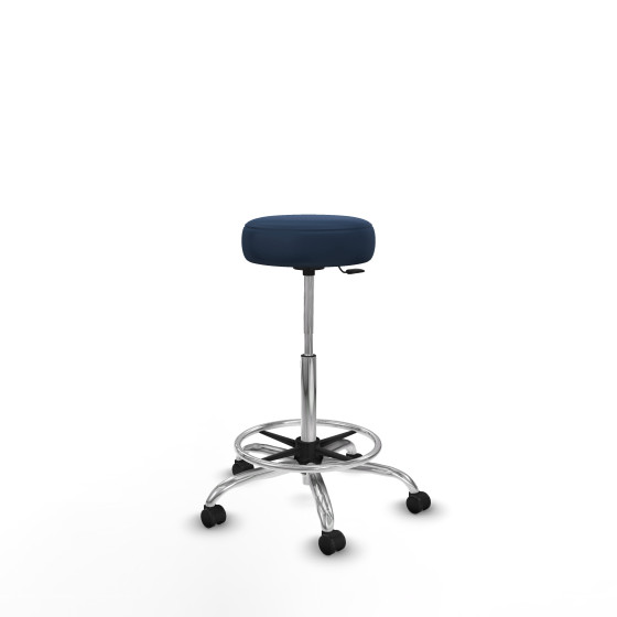 Tolosa giratorio similpiel azul marino base cromada ruedas engomadas 50mm aro cromado