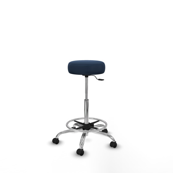 Tolosa giratorio similpiel azul marino base cromada ruedas engomadas 50mm aro cromado