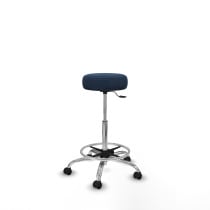 Tolosa giratorio similpiel azul marino base cromada ruedas engomadas 50mm aro cromado