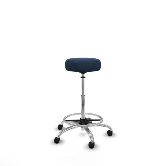 Tolosa giratorio similpiel azul marino base cromada ruedas engomadas 50mm aro cromado