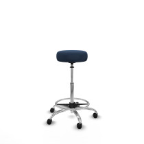 Tolosa giratorio similpiel azul marino base cromada ruedas engomadas 50mm aro cromado