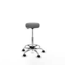 Tolosa giratorio similpiel gris base cromada ruedas engomadas 50mm aro cromado