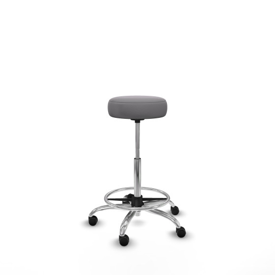 Tolosa giratorio similpiel gris base cromada ruedas engomadas 50mm aro cromado
