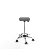 Tolosa giratorio similpiel gris base cromada ruedas engomadas 50mm aro cromado