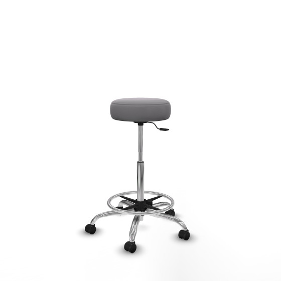 Tolosa giratorio similpiel gris base cromada ruedas engomadas 50mm aro cromado