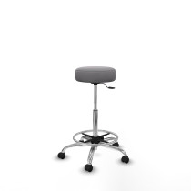 Tolosa giratorio similpiel gris base cromada ruedas engomadas 50mm aro cromado