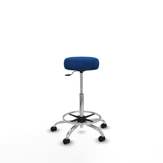 Tolosa giratorio similpiel azul base cromada ruedas engomadas 50mm aro cromado