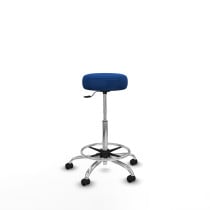 Tolosa giratorio similpiel azul base cromada ruedas engomadas 50mm aro cromado