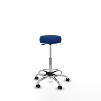 Tolosa giratorio similpiel azul base cromada ruedas engomadas 50mm aro cromado