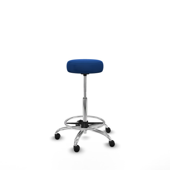 Tolosa giratorio similpiel azul base cromada ruedas engomadas 50mm aro cromado
