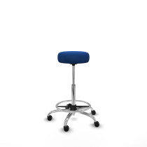 Tolosa giratorio similpiel azul base cromada ruedas engomadas 50mm aro cromado