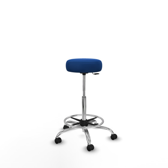 Tolosa giratorio similpiel azul base cromada ruedas engomadas 50mm aro cromado