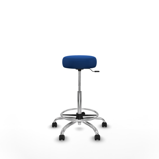 Tolosa giratorio similpiel azul base cromada ruedas engomadas 50mm aro cromado