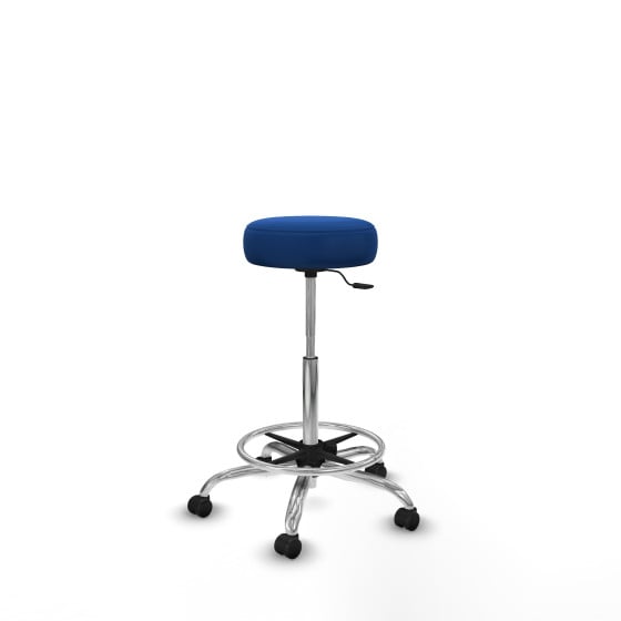 Tolosa giratorio similpiel azul base cromada ruedas engomadas 50mm aro cromado