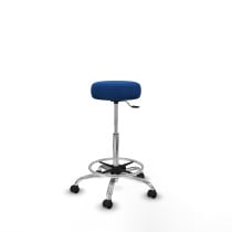Tolosa giratorio similpiel azul base cromada ruedas engomadas 50mm aro cromado